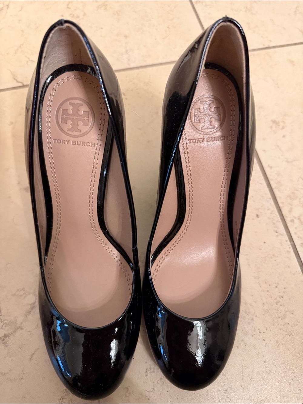 Tory Burch Black Astoria 90mm Wedge - Soft Patent Calf - Picture 3 of 5
